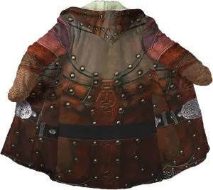 Vikings Odin Men's Winter Warm Faux Cashmere Coat 3D Printed Berserker Hooded Cloak Cosplay Jacket Casual Parka