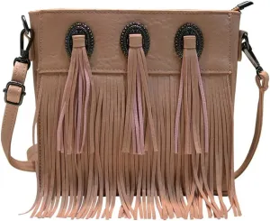 Vintage & Stylish Women Tassel Shoulder Bag PU Leather Bohemian Fringed Crossbody Shoulder Fringe bag (Black)