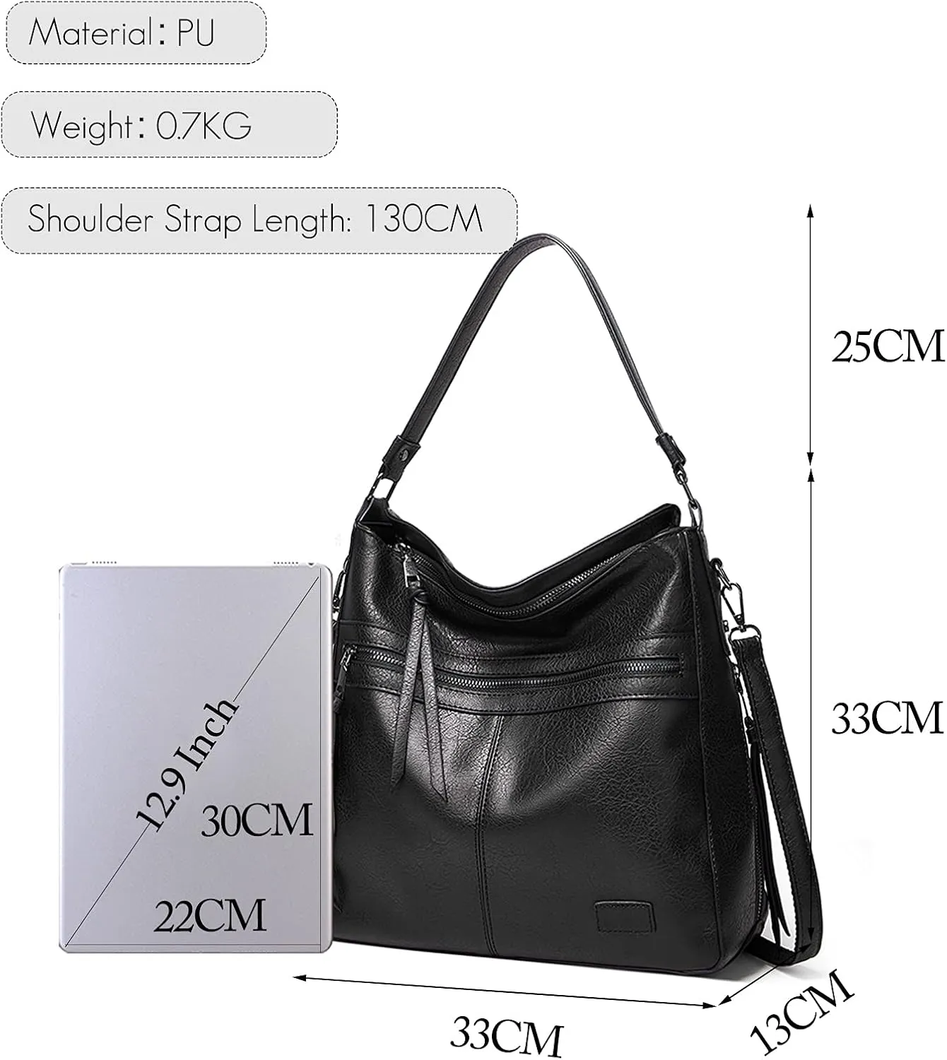 Vintage Handbag Women Hobo Top-handle Tote Bags Ladies Shoulder Bucket