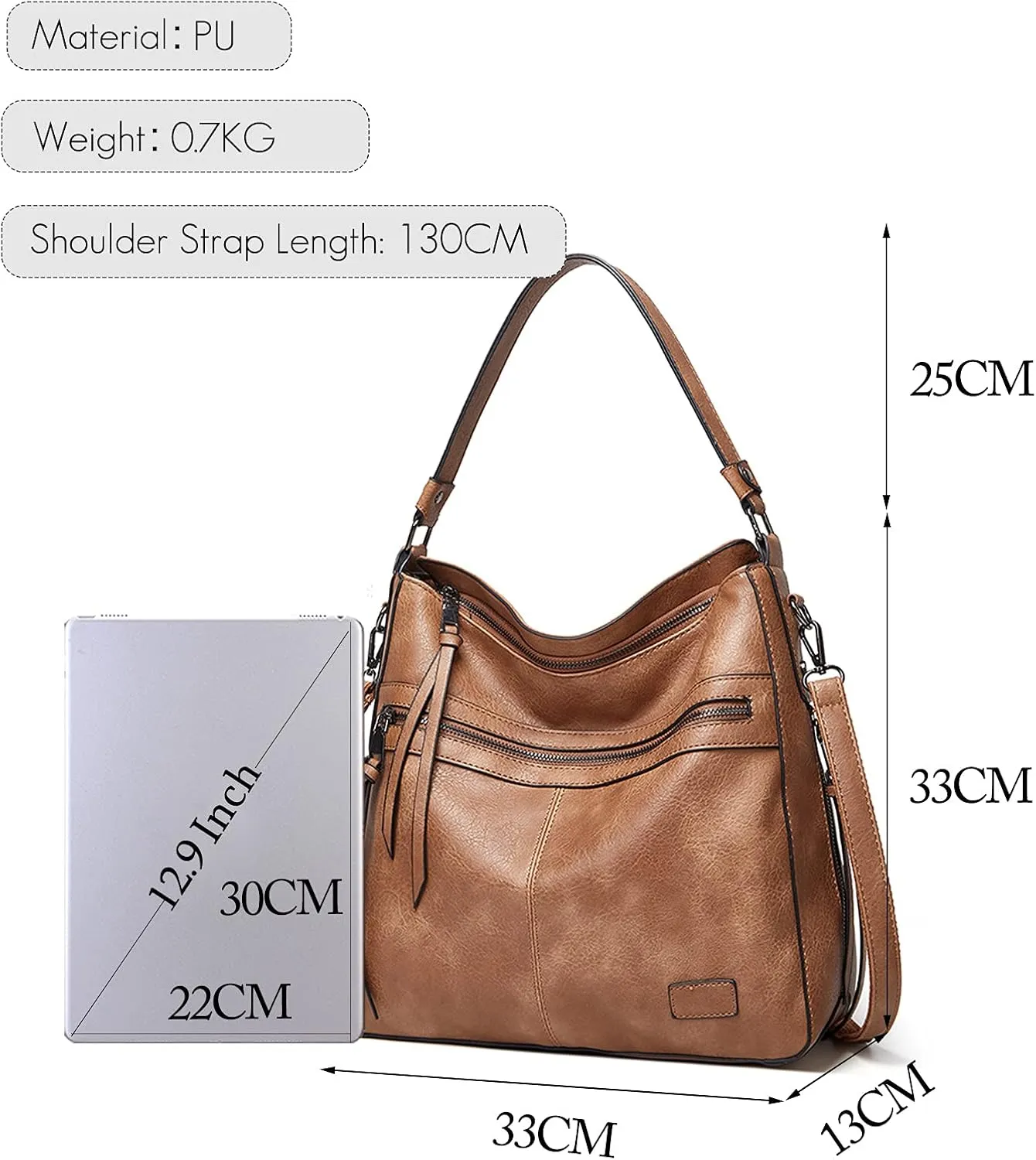 Vintage Handbag Women Hobo Top-handle Tote Bags Ladies Shoulder Bucket