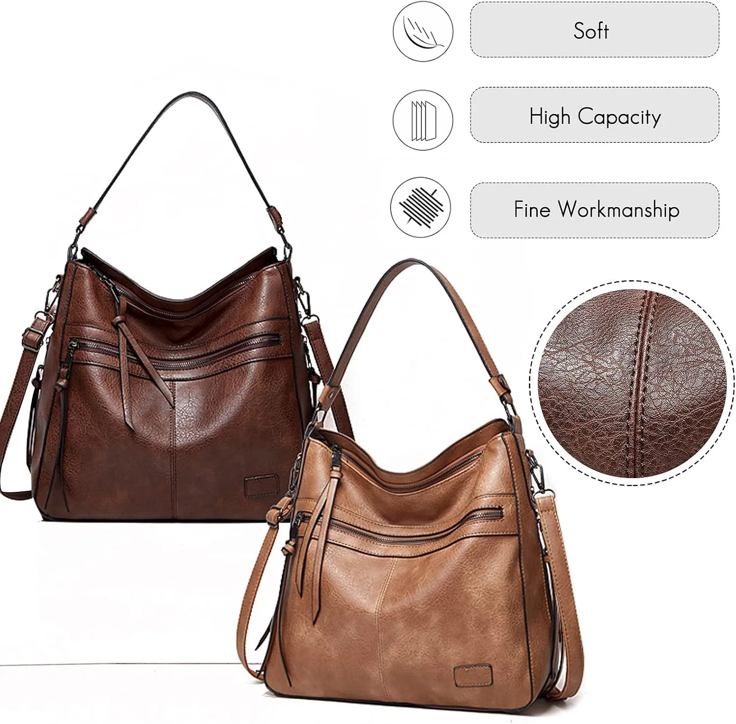 Vintage Handbag Women Hobo Top-handle Tote Bags Ladies Shoulder Bucket