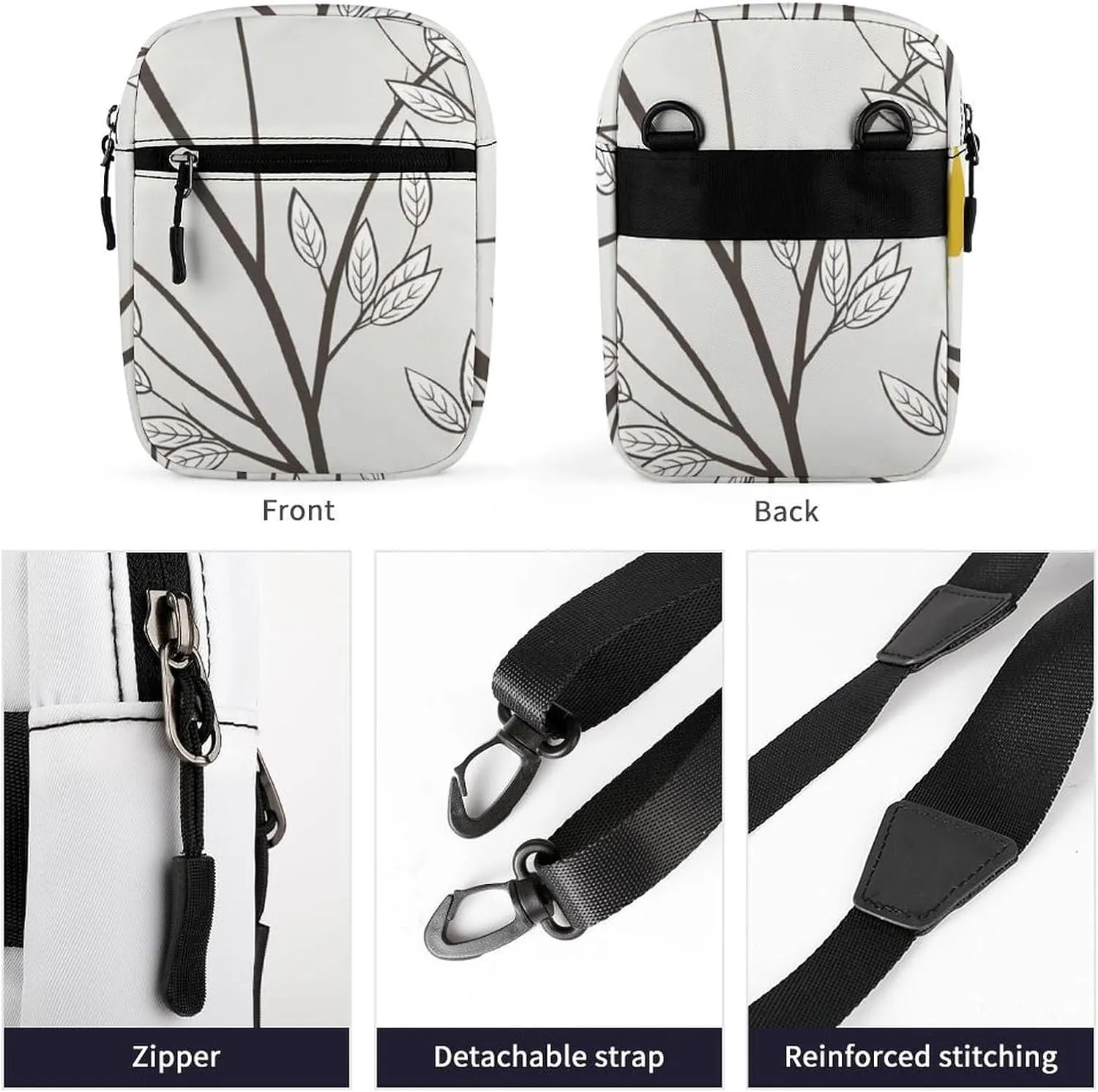 Vintage Red Yellow Blue Birds Tree Branches with Leaves Adjustable Fanny Waist Pack Pouch, Waterproof Crossbody Runners Bag Wallet for Gym Hiking Fitness Women Men 6.1 x 2.2 x 7.9 inch