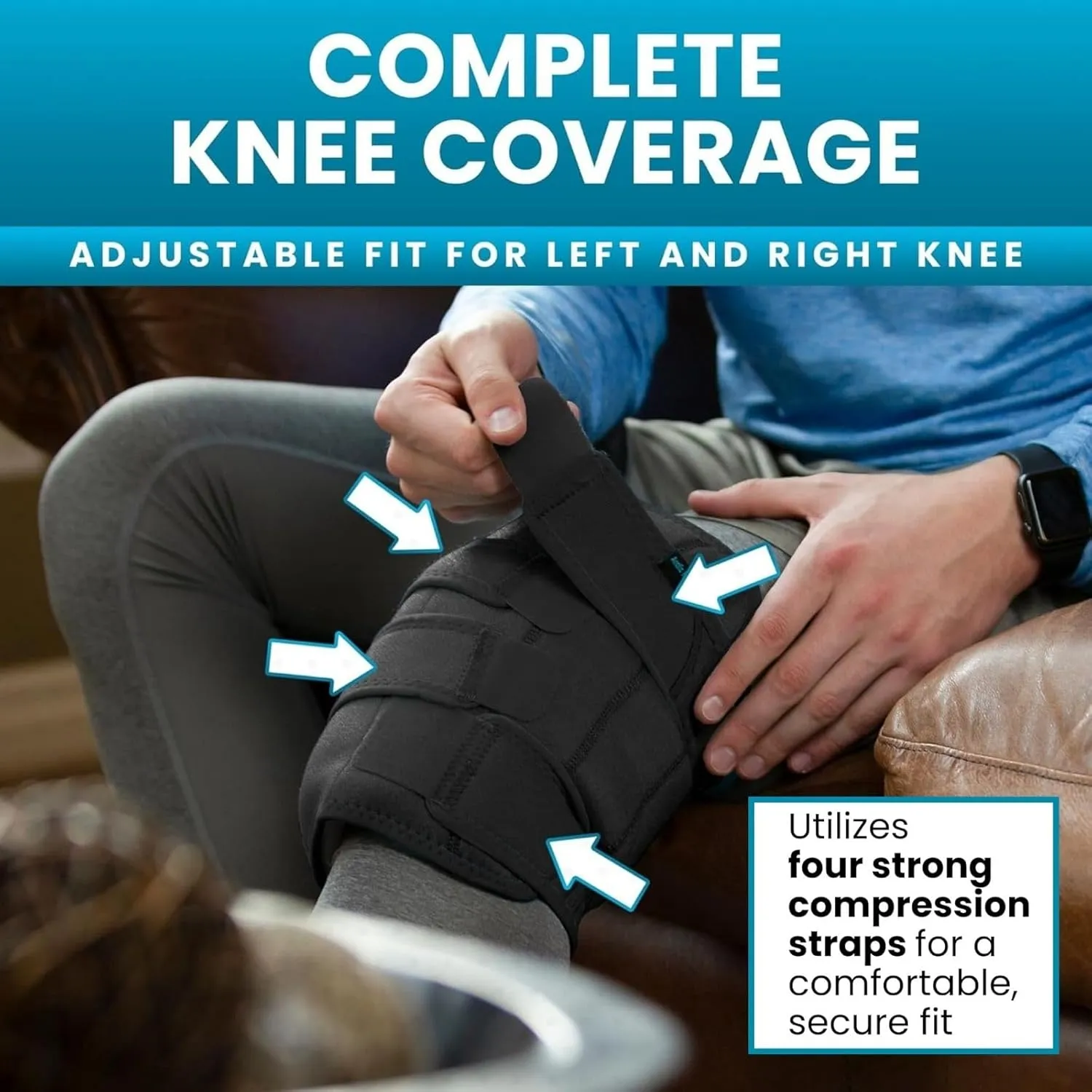 Vive Knee Ice Pack Wrap - Cold/Hot Gel Compression Brace - Heat Support Strap for Arthritis Pain, Tendonitis, ACL, Athletic Injury, Osteoarthritis, Women, Men, Running, Meniscus and Patella Surgery