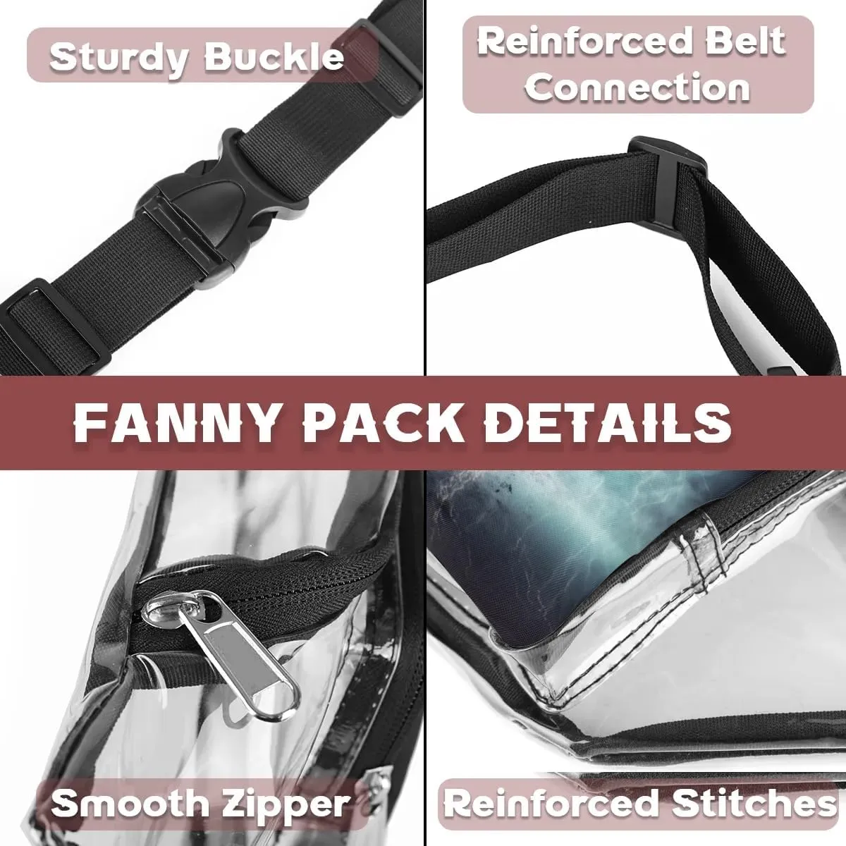 Volleyball Ball Print Clear Fanny Pack Clear Waist Bag with Adjustable Strap Waterproof Transparent Belt Bag Crossbody Bags for Hiking Concerts Travel