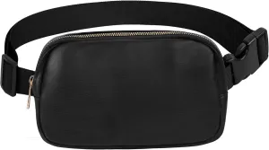 VOROLO Fanny Pack For Women And Men Crossbody Bag Belt Bag with Adjustable Strap Graduation Gifts PU Black