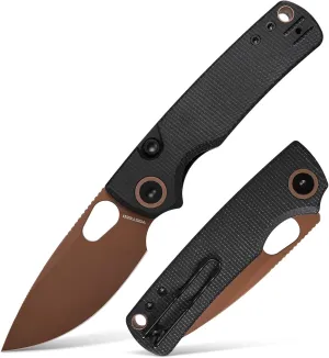Vosteed Porcupine - EDC Pocket Knife, 2.99’’ 14C28N Steel Rose Gold Blade, Top Liner Lock Micarta Handle - Lightweight Folding knives with Clip for Men & Women Camping Outdoor-A2602