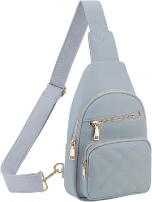 VX VONXURY Sling Bag for Women, PU Leather Crossbody Fanny Packs, Multipurpose Chest Bag with Adjustable Strap