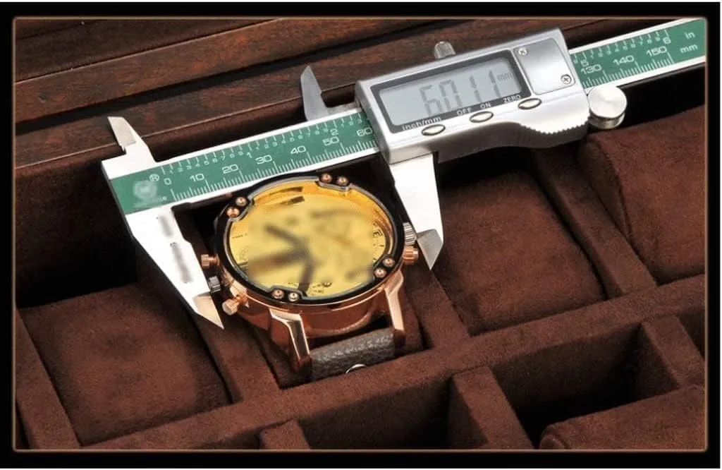 Watch Case Watch Roll Watch Winder Solid Wood Watch Box 10 Slot Wooden Jewelry Box With Key And Glass Top Jewelry Storage Organizer Display Box Watch Box Watch Organizer(Dark Brown-30.4*22*10cm)