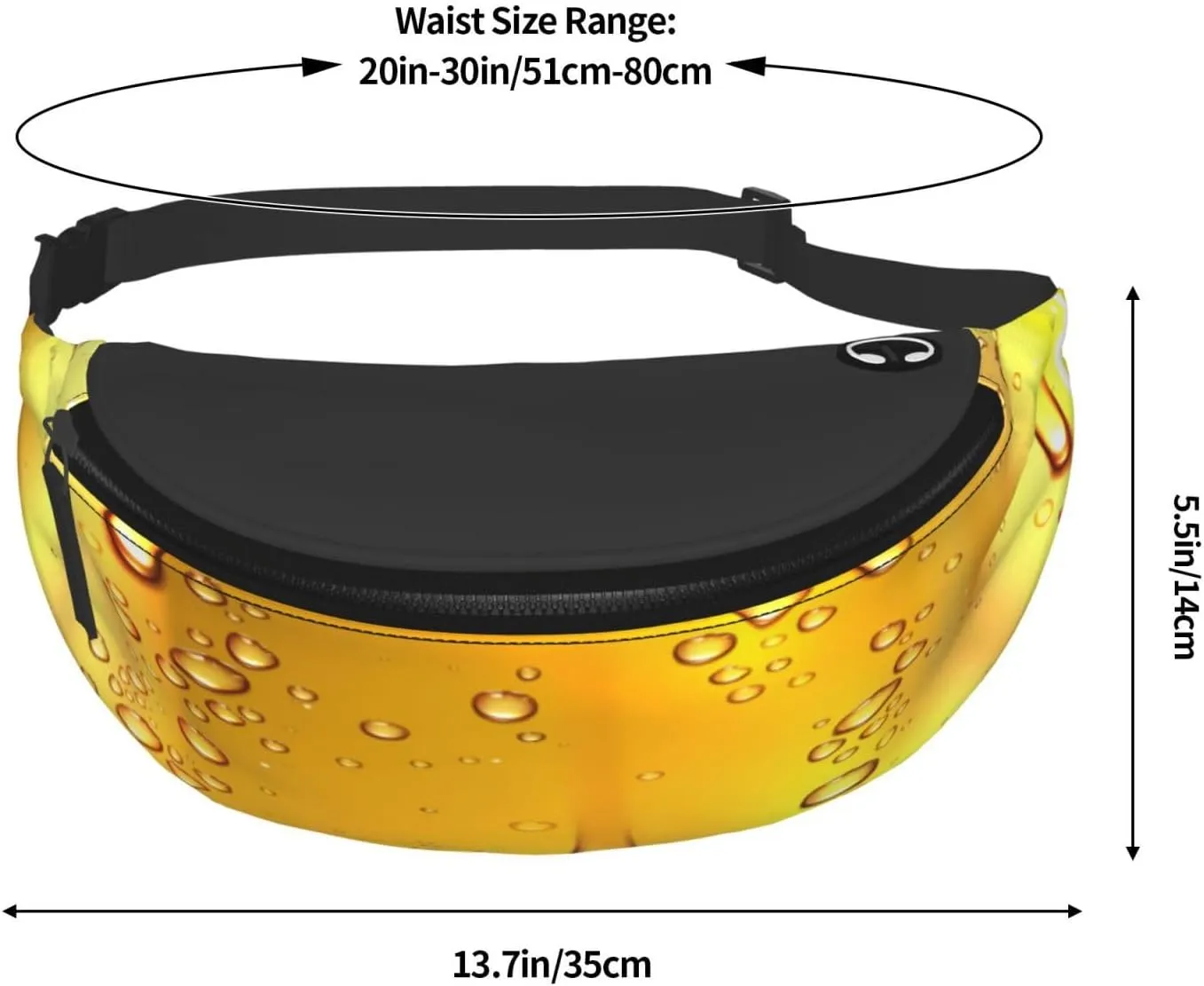 Water Beer Droplets Glass Fanny Pack, Crossbody Waist Packs for Women Men Waist Bags with Adjustable Strap for Travel Running Hiking Sport