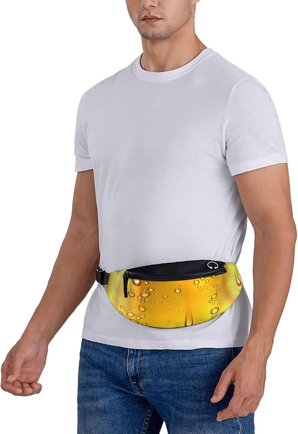 Water Beer Droplets Glass Fanny Pack, Crossbody Waist Packs for Women Men Waist Bags with Adjustable Strap for Travel Running Hiking Sport