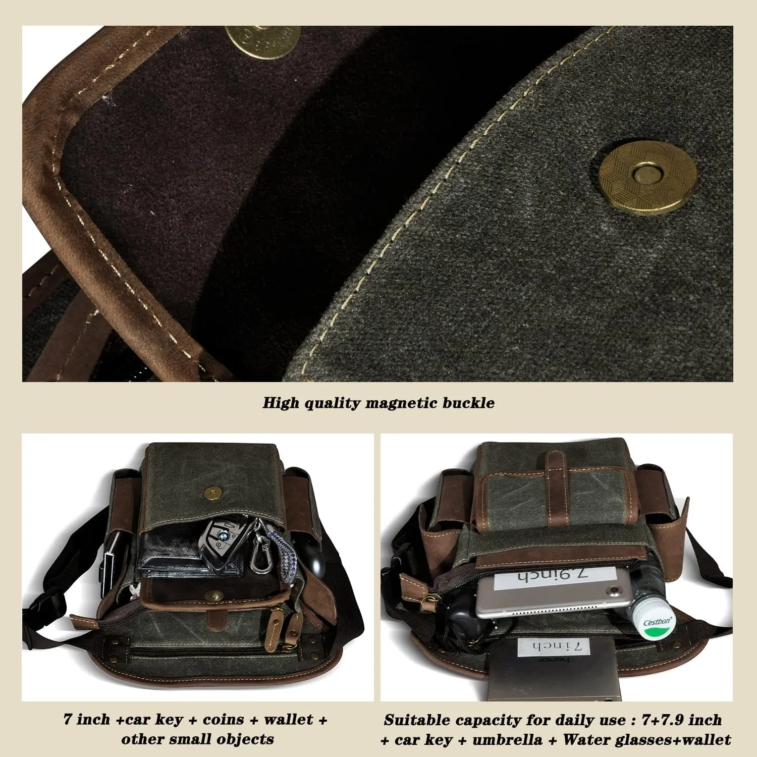 Water Resistant Canvas   Leather Motorcycle Travel Fanny Waist Pack Drop Thigh Leg Bag Pouch For Men Women FB913-5