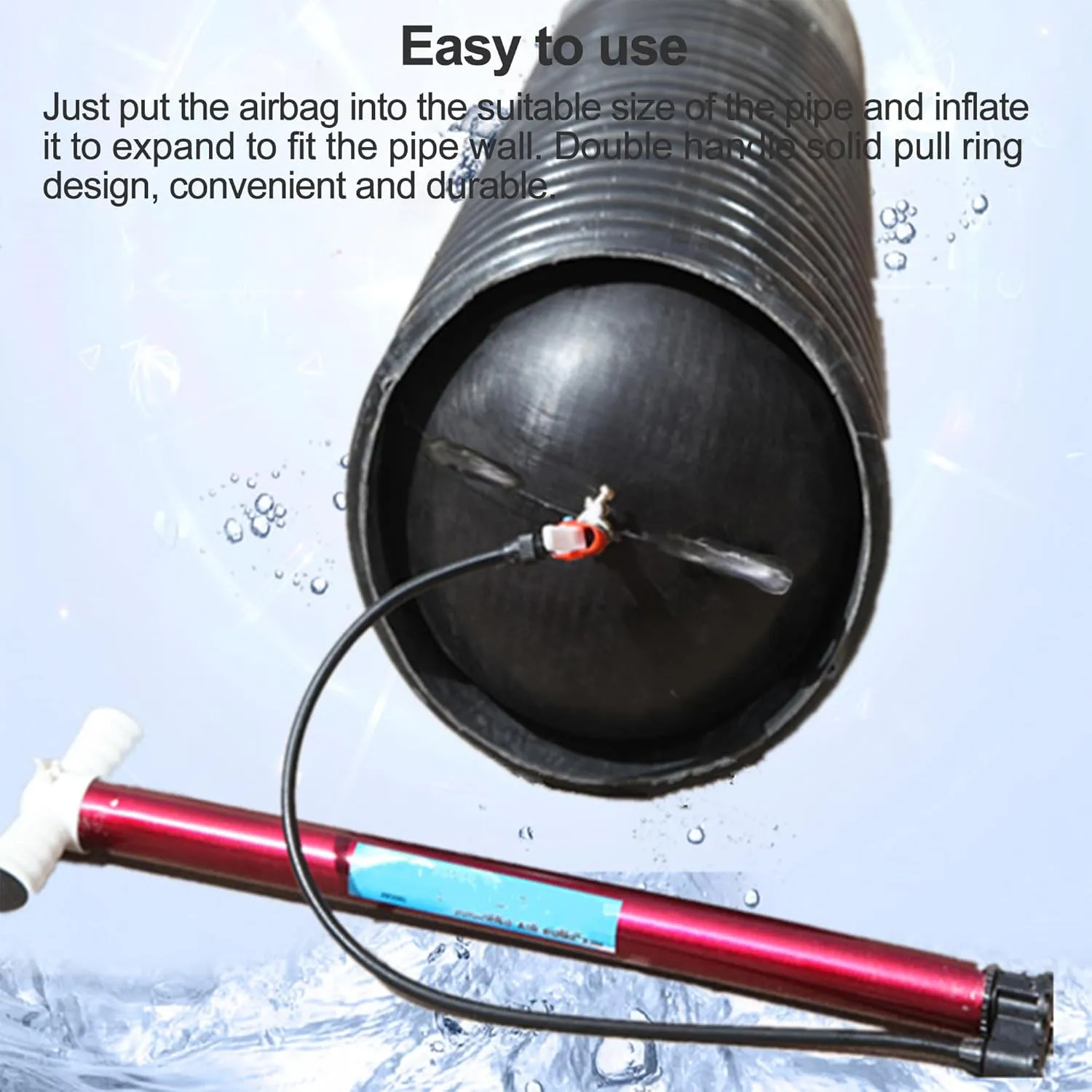 Water Shut Off Airbag, 3 Inch Closed Water Test AirBag, Inflatable Pipe Plug, Sewer Test Plug, Quickly Shut Off Water, Used for Drainage Pipe, Sewage Pipe Temporary Water Blocking, Closed Water Test