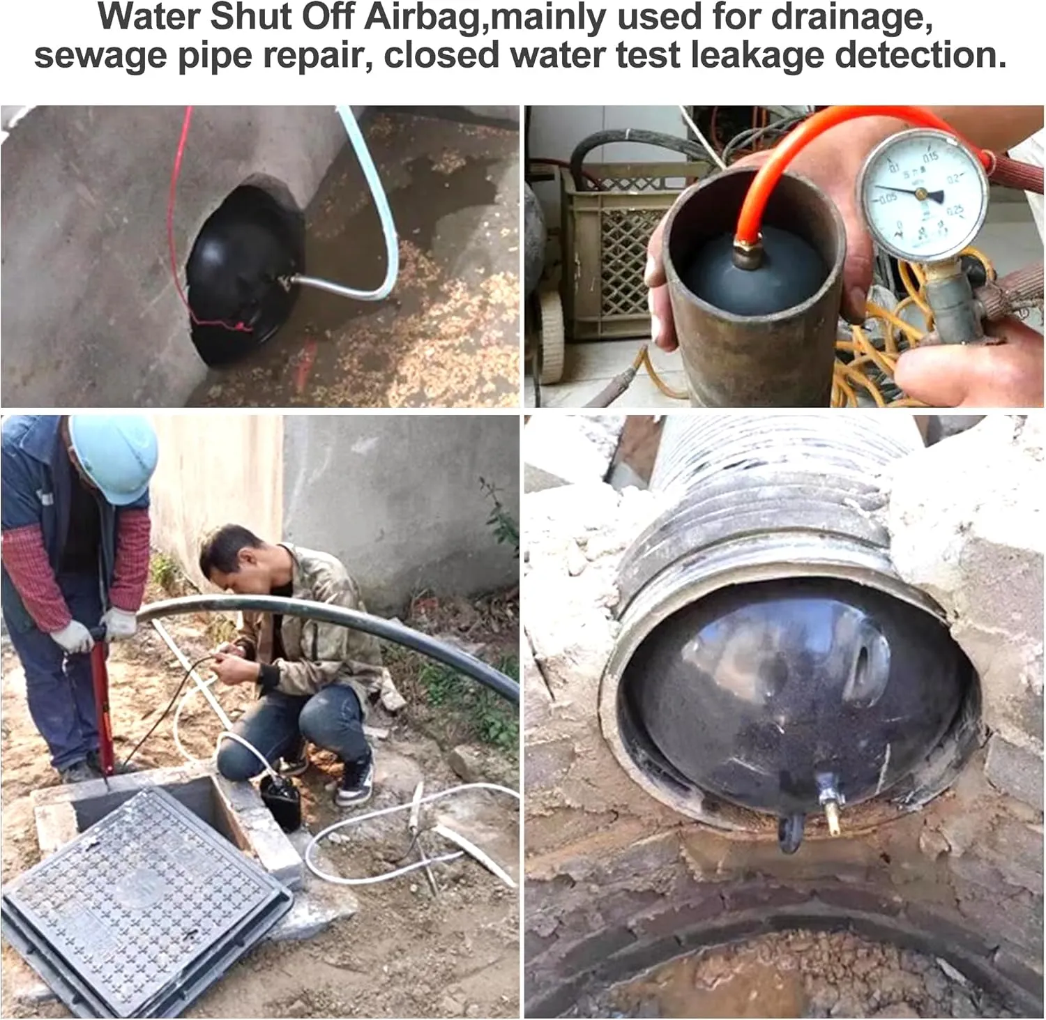 Water Shut Off Airbag, 3 Inch Closed Water Test AirBag, Inflatable Pipe Plug, Sewer Test Plug, Quickly Shut Off Water, Used for Drainage Pipe, Sewage Pipe Temporary Water Blocking, Closed Water Test