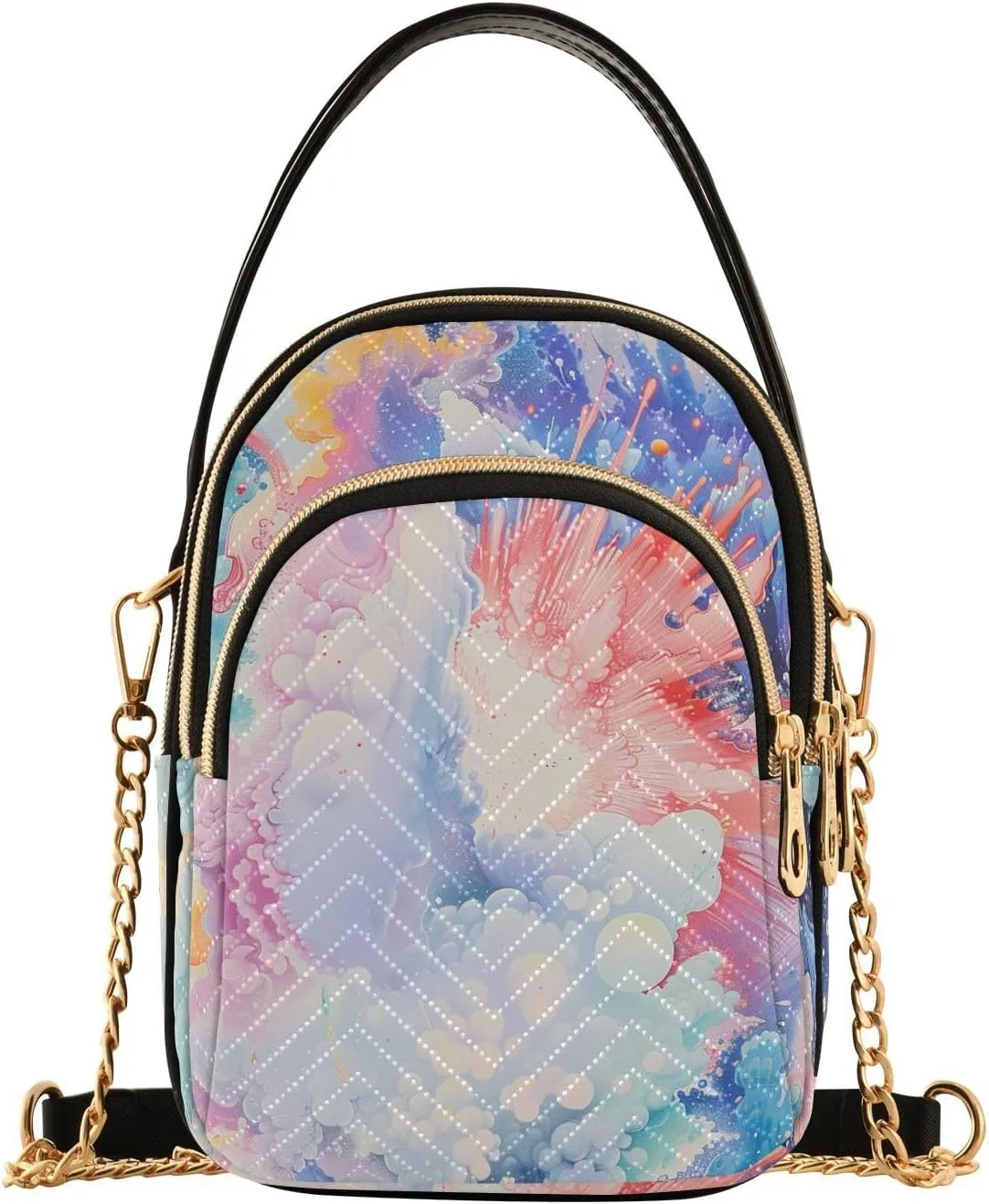 Watercolor Explosion trendy cross body bag with multi pockets handbag for women for work