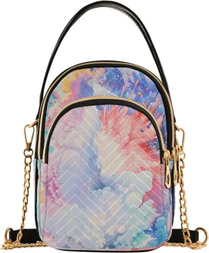 Watercolor Explosion trendy cross body bag with multi pockets handbag for women for work
