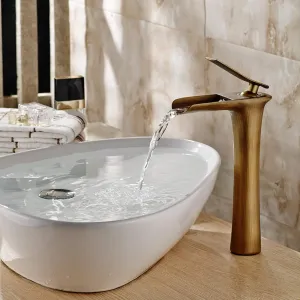 Waterfall Brass Vanity Sink Faucet Chrome Bathroom Sink Basin Mixer Tap