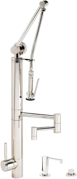 Waterstone 3710-12-3-AMB Contemporary Gantry Faucet 12" Articulated Spout 3pc. Suite American Bronze