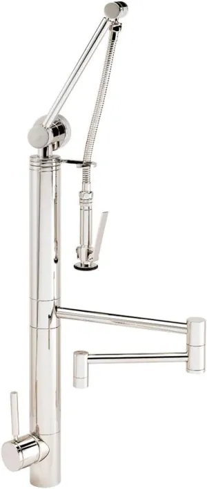 Waterstone 3710-18-AC Contemporary Gantry Pulldown Faucet - 18" Articulated Spout Antique Copper