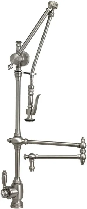 Waterstone 4410-18-AB Towson Single Handle with Pull Out Spray Kitchen Faucet Antique Brass