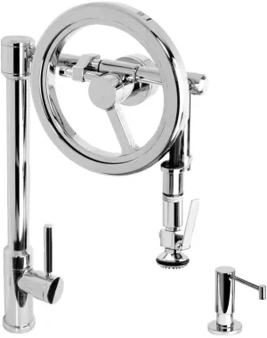 Waterstone 5130-2-CD-MB Endeavor Wheel Pulldown Lever Sprayer Faucet 2pc Suite Chardonnay & Matte Black