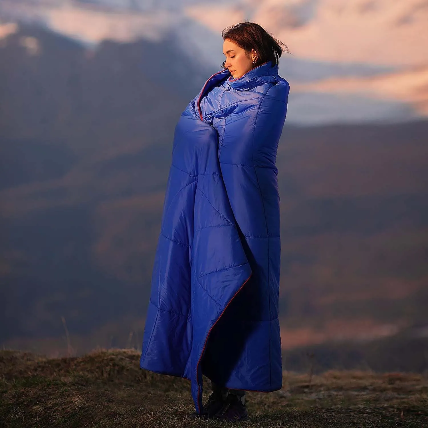 Wearable Adult Sleeping Bag, Multi-Functional Outdoor Travel Hiking Camping Blanket, Nylon Dampproof Mat Combination Set