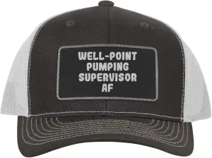 Well-Point Pumping Supervisor AF - Leather Black Patch Engraved Trucker Hat