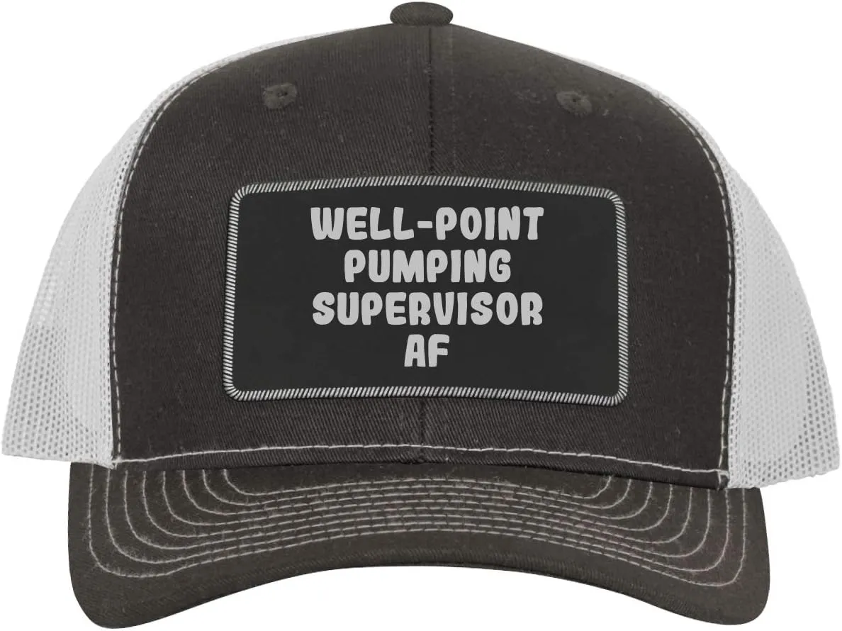 Well-Point Pumping Supervisor AF - Leather Black Patch Engraved Trucker Hat
