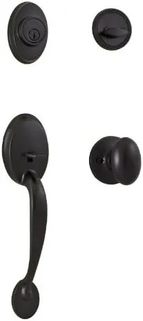 Weslock 02810-1C1FR2D Single Cylinder Hillcrest Keyed Entry Handleset with Braden Knob Interior Pack, Oil Rubbed Bronze
