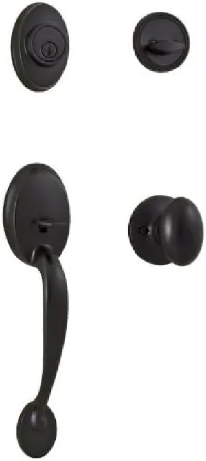 Weslock 02810-1C1FR2D Single Cylinder Hillcrest Keyed Entry Handleset with Braden Knob Interior Pack, Oil Rubbed Bronze