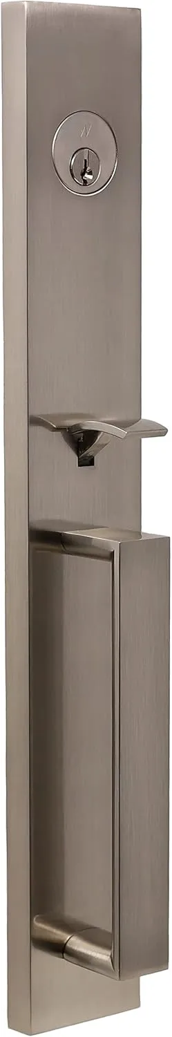 Weslock Xanthis Single Cylinder Handle Set with Mesa Knob (Satin Nickel, Keyed Handleset)