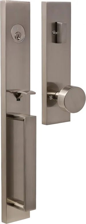 Weslock Xanthis Single Cylinder Handle Set with Mesa Knob (Satin Nickel, Keyed Handleset)