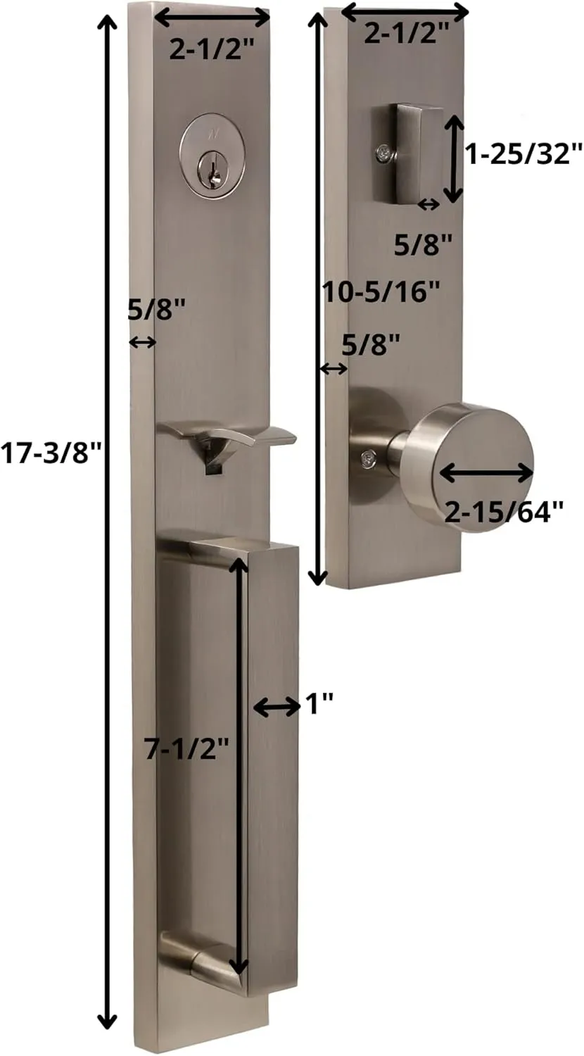 Weslock Xanthis Single Cylinder Handle Set with Mesa Knob (Satin Nickel, Keyed Handleset)