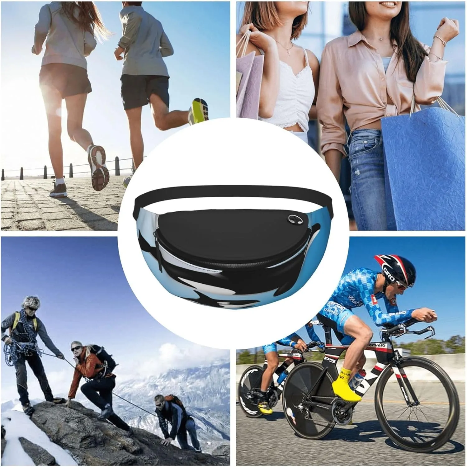 Whale 63 Fanny Pack, Crossbody Waist Packs for Women Men Waist Bags with Adjustable Strap for Travel Running Hiking Sport