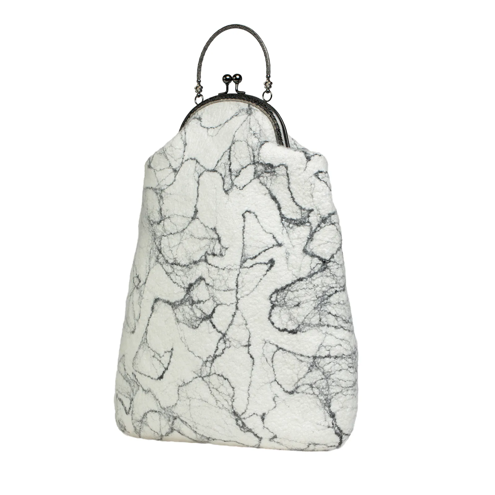 White & Gray Victorian Style Large Marble Wool Bag