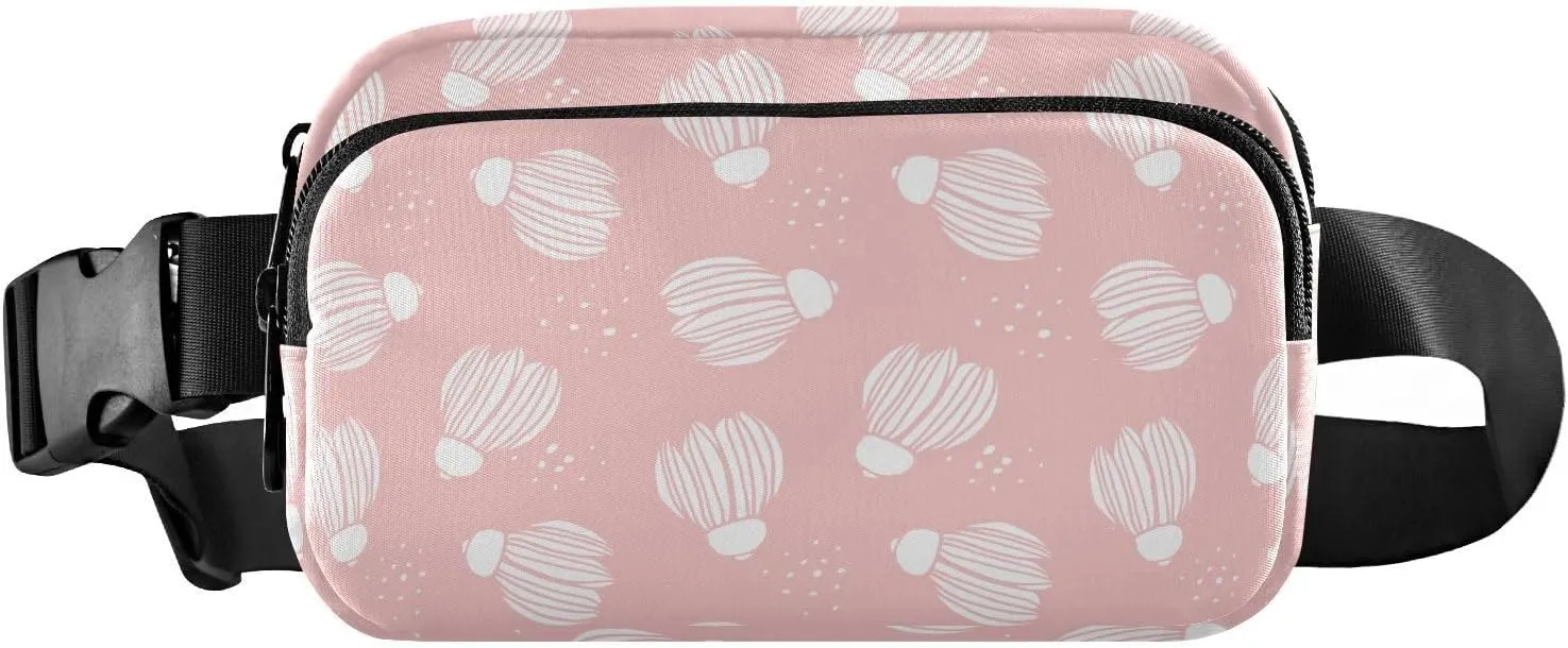 White Buds Fanny Pack Crossbody Bag for Men Women Belt Bag Bum Bag with Adjustable Strap, Fashion Waist Packs for Travel Running Workout