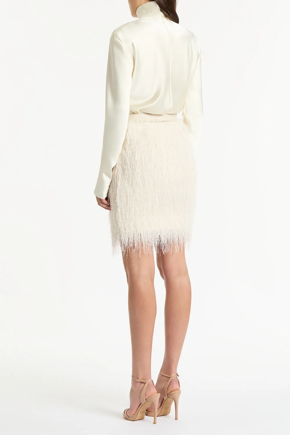 WHITE FRINGE MINI SKIRT