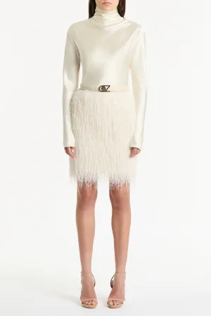 WHITE FRINGE MINI SKIRT
