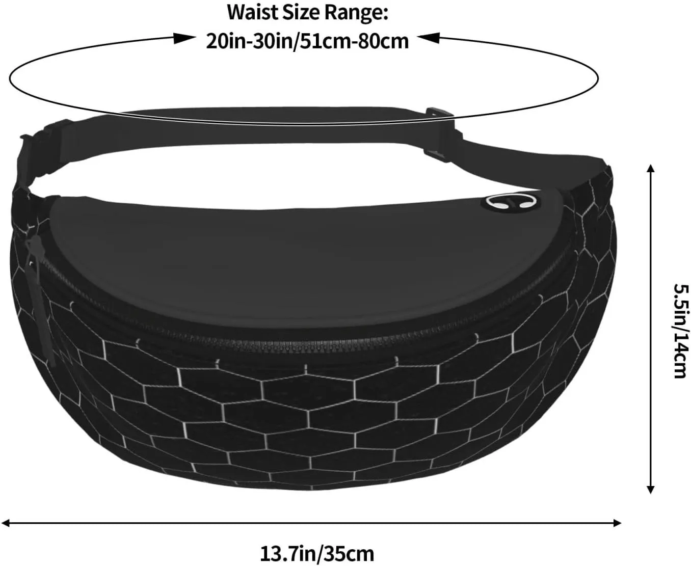 White Hexagonal Fanny Pack, Crossbody Waist Packs for Women Men Waist Bags with Adjustable Strap for Travel Running Hiking Sport