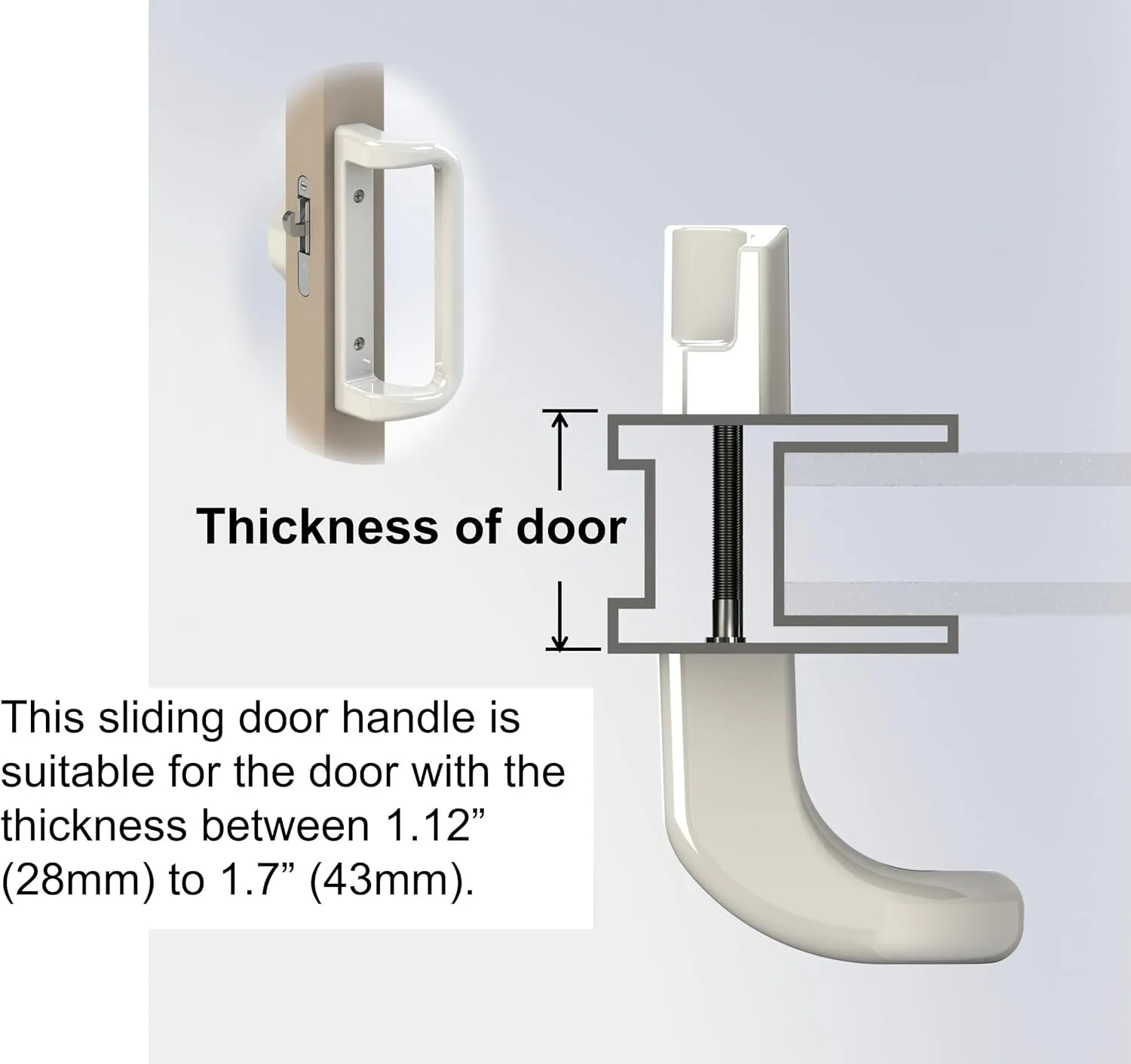 White Patio Door Handle Set with Cylinder Lock,Suitable for Replacement Sliding Patio Doors Lock 3-15/16”Screw Hole Spacing.Choices That Add a Unique to Your Patio Glass Sliding Door.