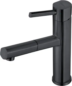 Whitehaus Kitchen Faucet; Single Lever Pull-Out Spray Head, Stainless Construction; Matte Black