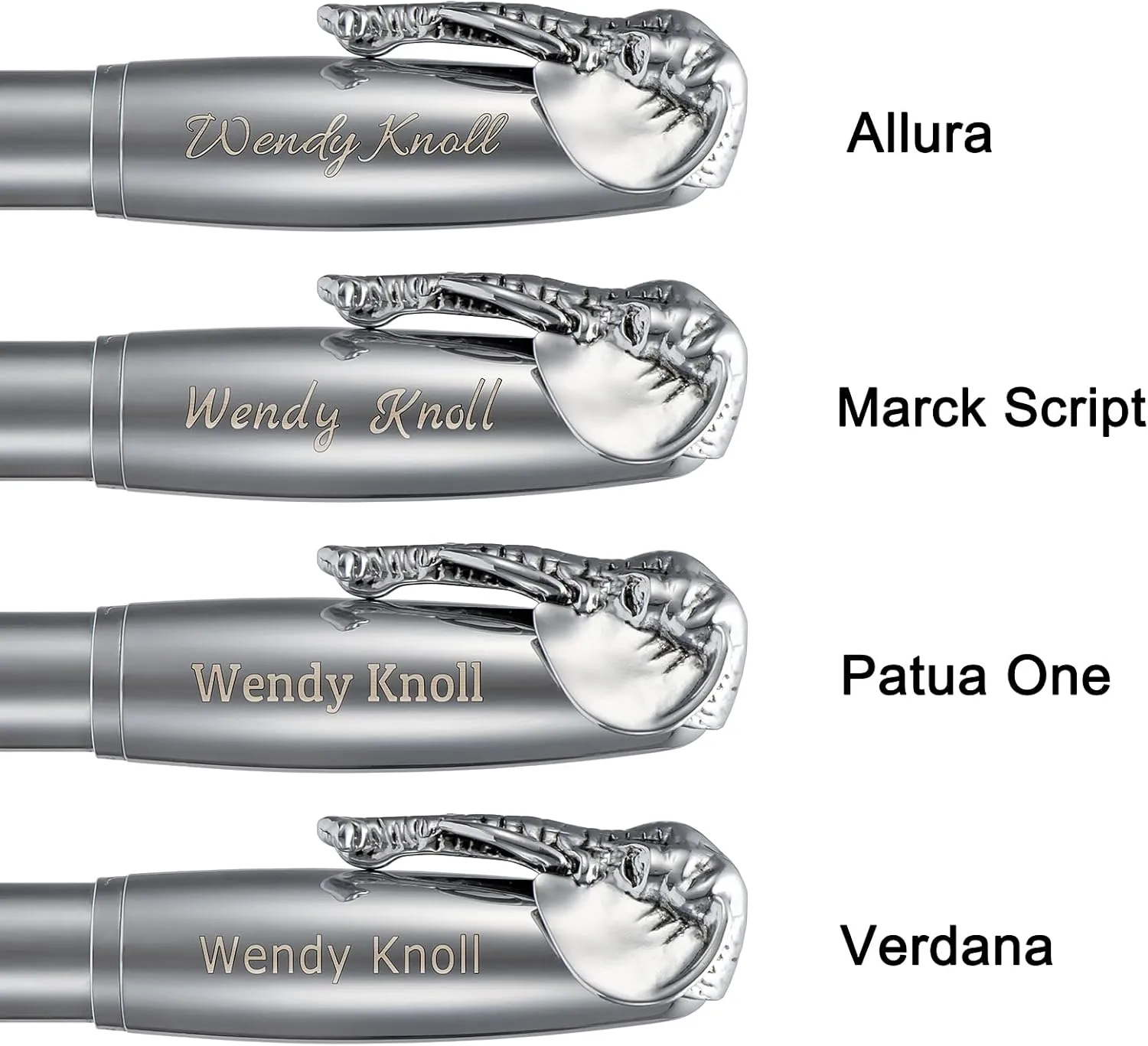 Wikult Personalized Fuliwen Fountain Pen Medium Nib, Sliver Stainless Steel Body Elephant Pattern, Customized Pen Gift with Small Pen Bag, Engraved with Your Name