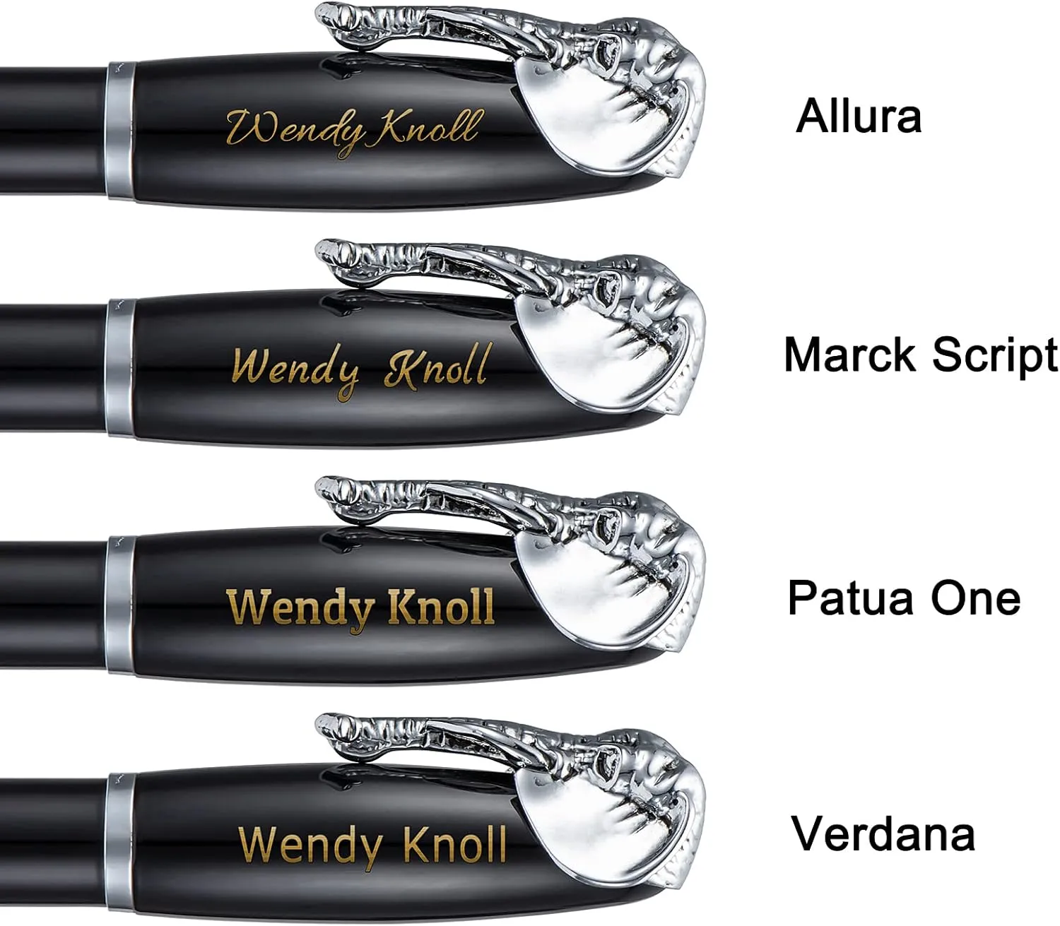 Wikult Personalized Fuliwen Rollerball Pen, Black Elephant Pattern, Customized Pen Gift with Small Pen Bag, Engraved with Your Name