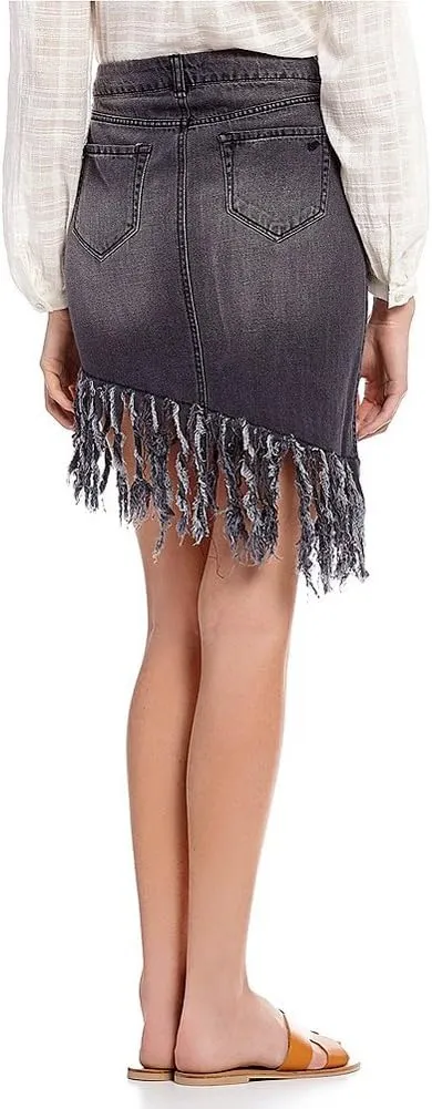 William Rast Women's Chelsea Denim Fringe Skirt