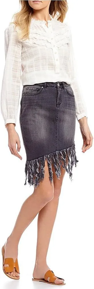 William Rast Women's Chelsea Denim Fringe Skirt