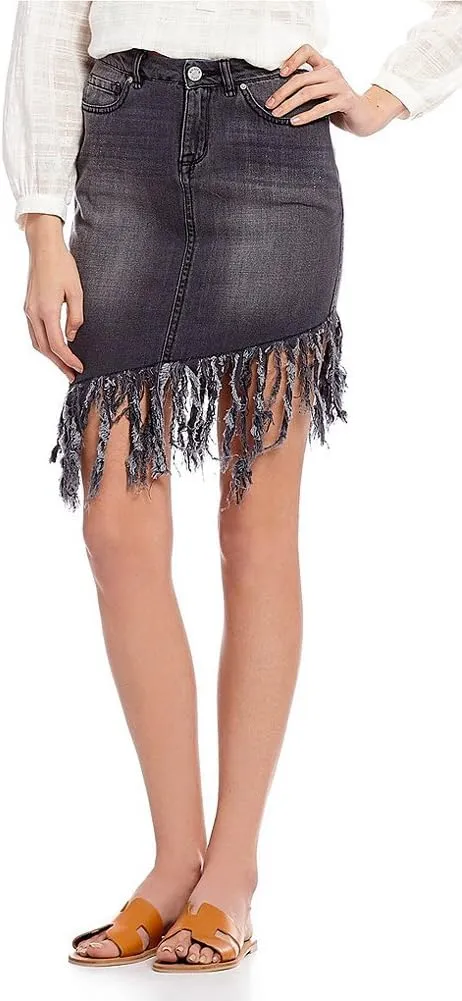 William Rast Women's Chelsea Denim Fringe Skirt