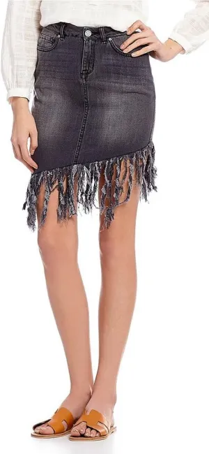 William Rast Women's Chelsea Denim Fringe Skirt