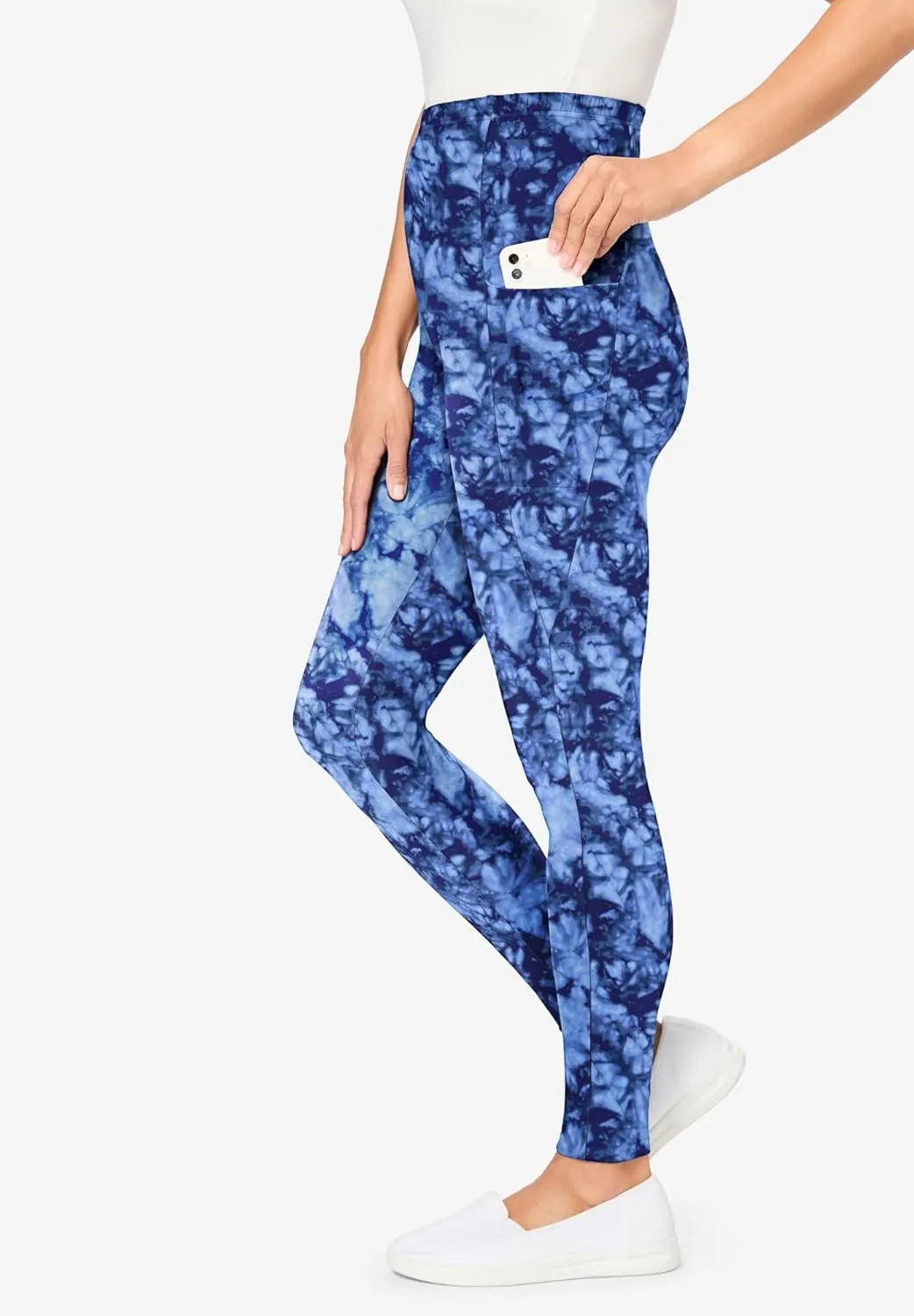 Woman Within Plus Size Printed Pocket Legging