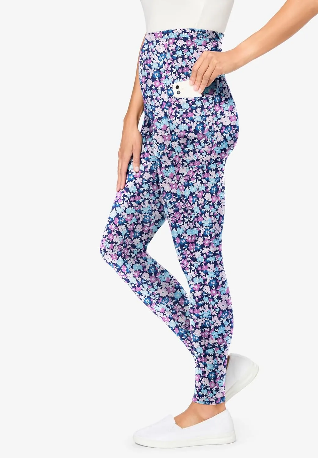 Woman Within Plus Size Printed Pocket Legging