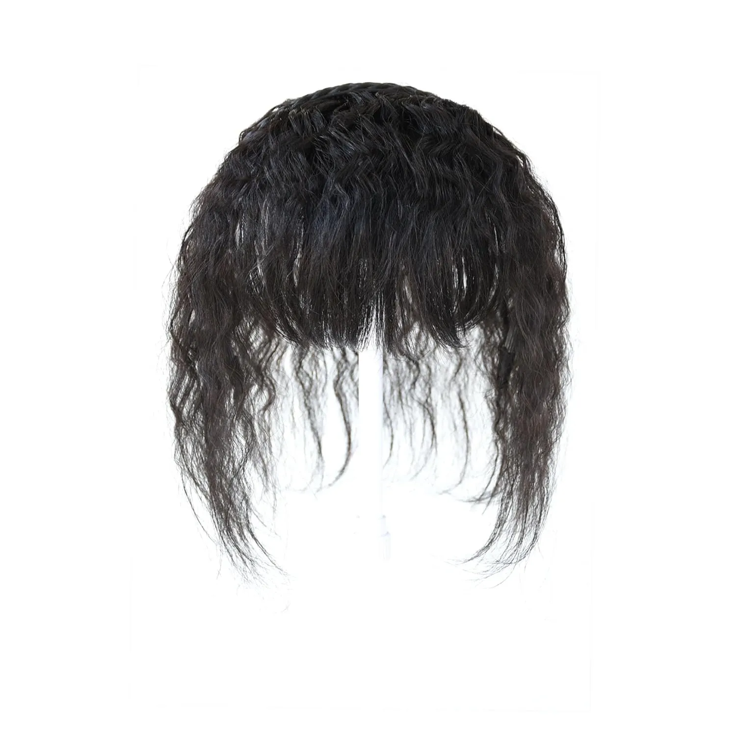 Women 10" Twist Braid Headband Straight Hairpieces Human Hair Clip In Topper Hair Extensions With Bangs Natural Black (Curly Natural Black)