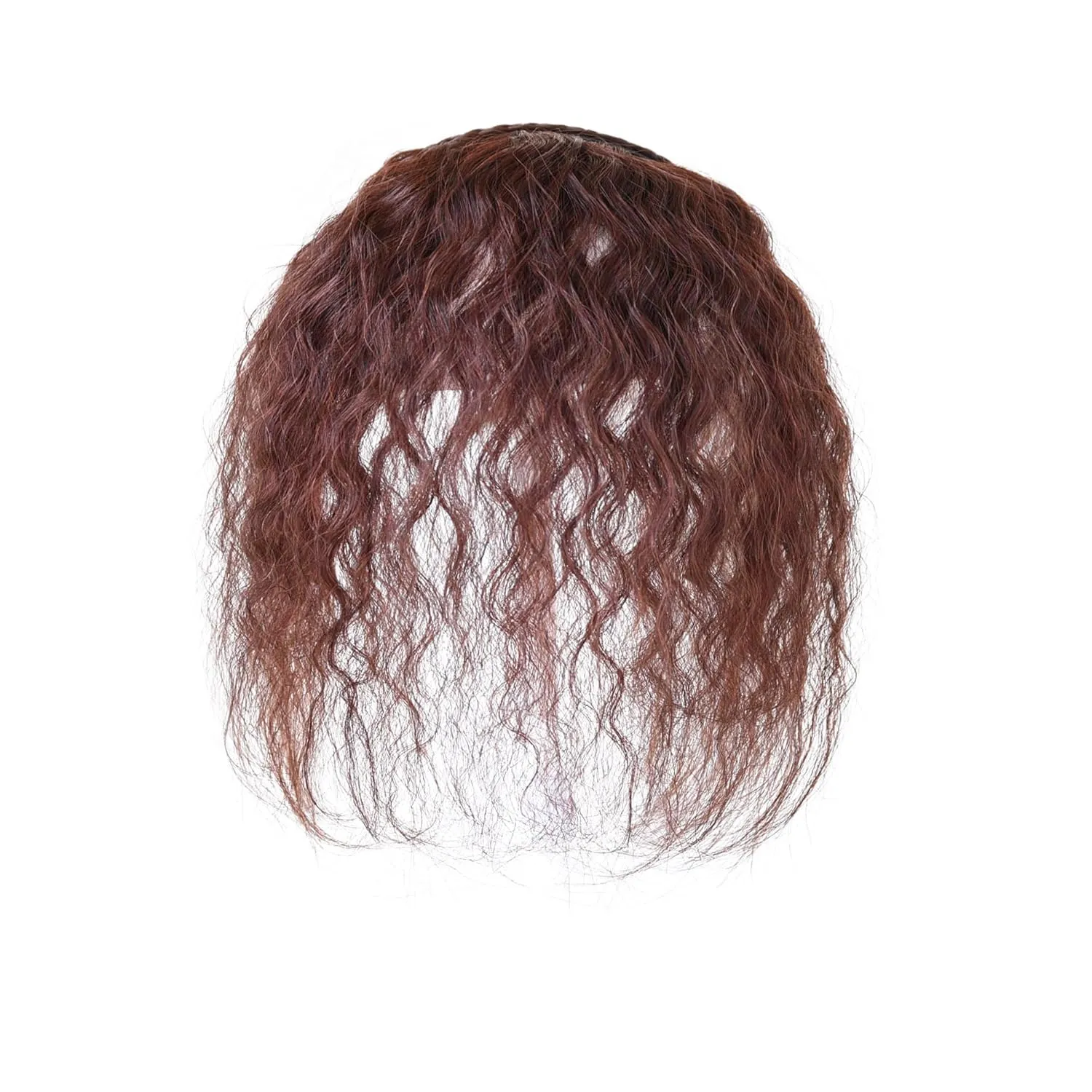 Women 10" Twist Braid Headband Straight Hairpieces Human Hair Clip In Topper Hair Extensions With Bangs Natural Black (Curly Reddish Dark Brown)